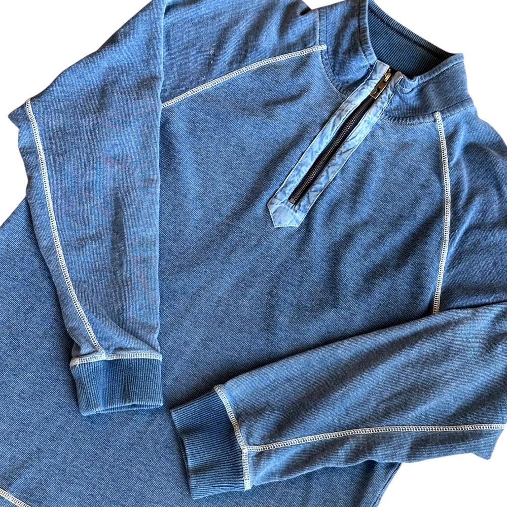 Tommy Bahama‎ Indigo Springs Half Zip Pullover Men's Small Blue Denim Trim